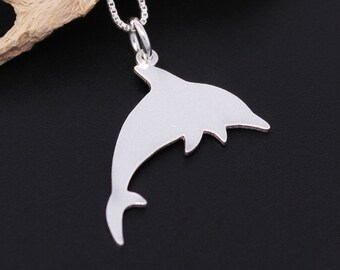 Sterling Silver Dolphin Necklace Jumping Dolphin Fish Pendant charm necklace  with 925 Sterling Silver Chain gift for her