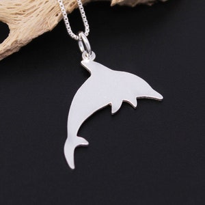 Sterling Silver Dolphin Necklace Jumping Dolphin Fish Pendant charm necklace  with 925 Sterling Silver Chain gift for her