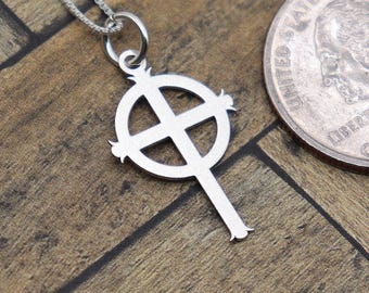 Handmade Sterling Silver Celtic Cross Pendant - Brushed Finish Irish Necklace