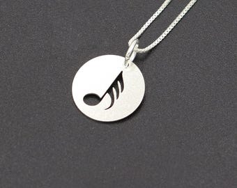 Personalized Sterling Silver Music Note Necklace, Charm thirty second note Pendant musician Gift