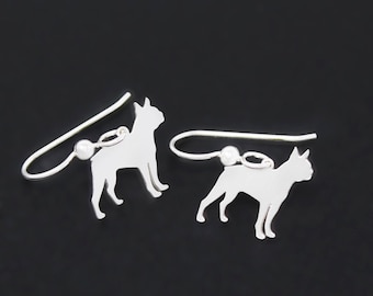 Boston Terrier Earrings Sterling Silver Wire Hook Dog Breed Dangle earrings Dog Pet Jewelry for women Girls pet gift for owners 925 jewelry