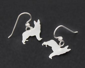 German Shepherd Earrings Sterling Silver Wire Hook Dog Breed Dangle earrings Dog Pet Jewelry for women Girls pet gift for owners 925 jewelry