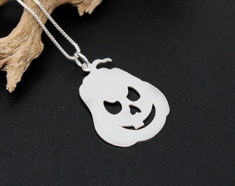 Halloween pumpkin Necklace Jack-o'-lantern carved pumpkins Scary Face Sterling silver pendant w/ Silver Box chain spooky necklace Pumpkin 9