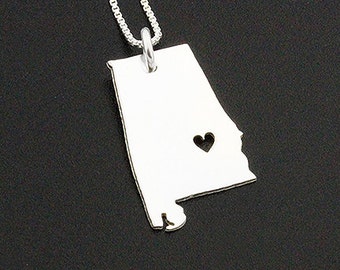 Personalized Alabama State Sterling Silver Necklace – Hometown Gift