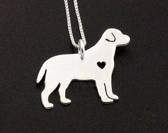 Labrador dog sterling silver necklace with heart cutout dog breeds pendant comes with Italian box chain