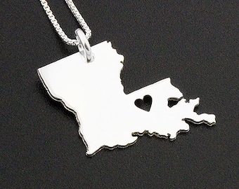 Sterling silver Louisiana necklace – State Love Jewelry