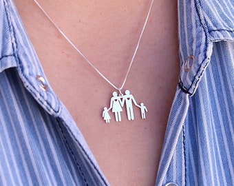 Family Necklace Mom Dad Son Daughter personalized pendant Choose your family member world cutest necklace , gift , parents gift idea F1