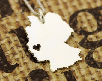 Sterling Silver Germany Necklace with Heart Cutout, Personalized Gift