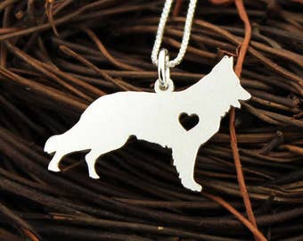 Duitse herder ketting gepersonaliseerde graveerbare sterling zilveren hond hanger met hart - hondenras sieraden beste Memorial Pet Gift