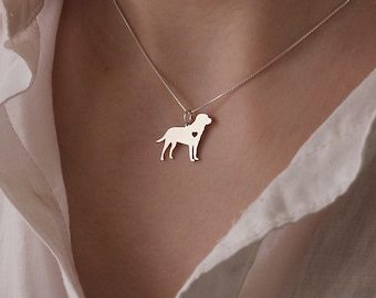 Labrador Retriever necklace sterling silver dog breeds pendant w/ Heart - Love Pet Jewelry Italian chain Women Best Cute Gift Personalized