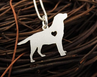 Labrador necklace Personalized Engraveable sterling silver Labrador Retriever pendant With Heart - Dog Breed Jewelry Best Memorial Pet Gift