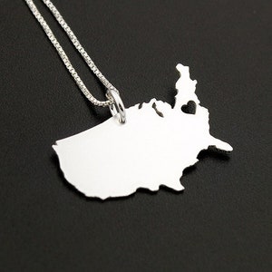 USA Halskette gravierbar Sterling Silber i love USA Country Halskette Herz Box Kette Ferngeschenk