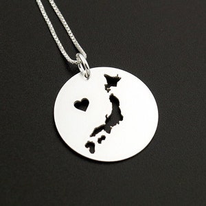 Japan Halskette gravierbar Sterling Silber personalisiert i love Japan Country Halskette Herz Box Kette Fernbeziehung Geschenk - ASIA
