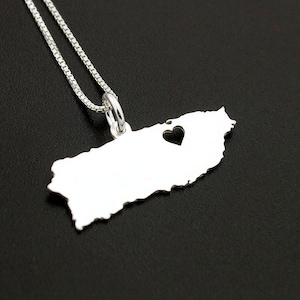 Puerto Rico ketting graveerbaar sterlingzilver gepersonaliseerd i love Puerto Rico land ketting hart Box ketting lange afstand cadeau