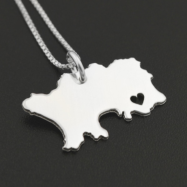 collier îles anglo-normandes jersey collier en argent sterling île Jersey avec coupe coeur est livré avec chaîne de boîte italienne