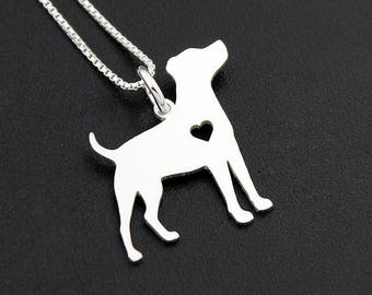 Jack Russell Terrier necklace sterling silver dog breeds pendant w/ Heart - Love Pet Jewelry Italian chain Women Best Cute Gift Personalized