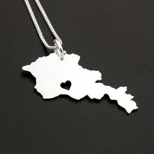 Armenien Halskette gravierbar Sterling Silber personalisiert i love Armenien Land Halskette Herz Box Kette Fernbeziehung Geschenk Europa