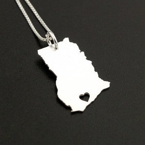 Ghana Halskette Engravable Sterlingsilber personalisiert I love Ghana Country Halskette Herz Box Kette Fern Beziehung Geschenk Afrika