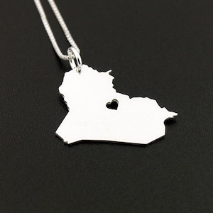 Nordirak Halskette Sterling Silber personalisiert Ich liebe den Pakistan Land Halskette Herz Box Stil Kette Fernbeziehung Geschenk Bagdad - Asien
