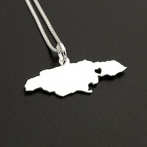 Jamaika Halskette gravierbar Sterling Silber personalisiert i love Jamaika Country Halskette Herz, Box Style Kette Fernbeziehung Geschenk