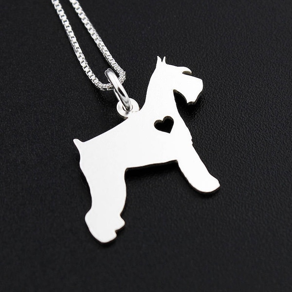 Schnauzer necklace Personalized Engraveable sterling silver Schnauzer breed pendant With Heart - Dog Breed Jewelry Best Memorial Pet Gift
