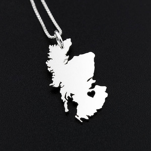 Schottland Halskette Sterling Silber personalisiert i love Scotland Halskette mit Herz kommt mit Box-Stil Kette, gravierbar, Geschenk für sie
