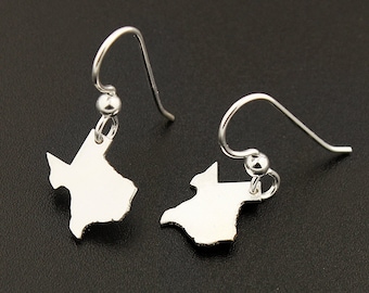 Texas Earrings State earrings All STATES are available sterling silver state earring French wire  hook earrings , hometown jewelry