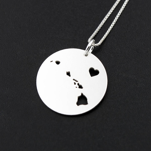 Graveerbare sterlingzilveren ketting Hawaïstaat met hart