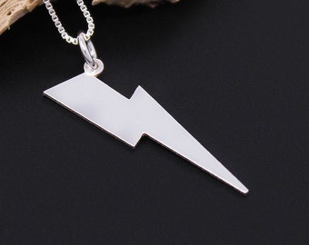 lightning bolt  Necklace pendant Sterling Silver lightning bolt charm Necklace with 925 box Style chain