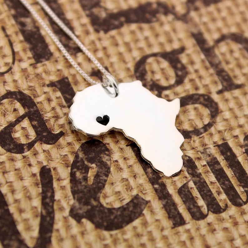 Africa Necklace Sterling Silver Africa Shape Necklace With Etsy