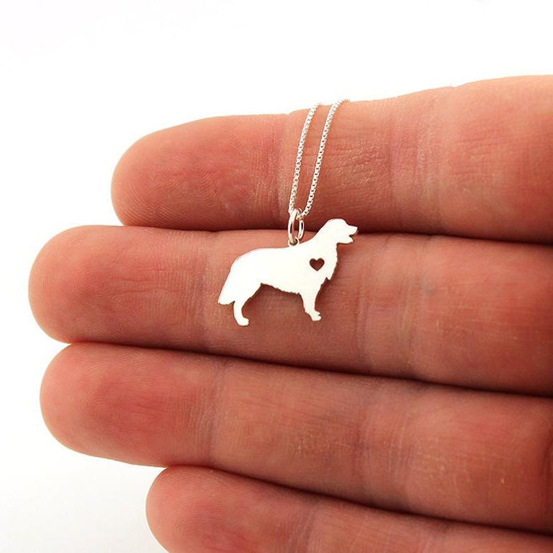 Golden Retriever necklace sterling silver dog breeds pendant w/ Heart Love Pet Jewelry Italian chain Women Best Cute Gift Personalized image 2