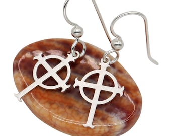 Sterling Silver Celtic Cross Earrings, Christian Dangle Earrings, Irish Faith Jewelry, Religious Gift for Women, Circle Cross Design
