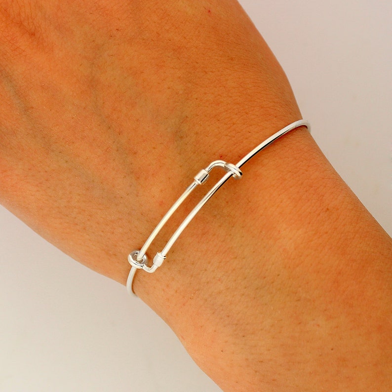 Expandable Bangle Bracelet STERLING SILVER California Personalized Initial Charm Adjustable Bangle bracelet Best friend gift S-13