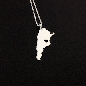 Argentinien Halskette aus Sterlingsilber personalisiert Ich liebe Argentinien Land Halskette mit Herz kommt mit Box-Stil Kette - Ferngeschenk