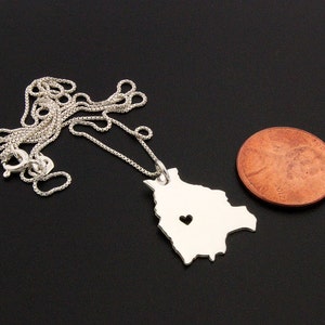 Collier bolivienne personnalisé en argent sterling Collier bolivienne avec coeur livré avec chaîne boîte bijoux de ville natale - cadeau pour elle