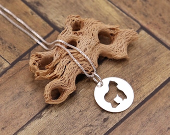 Sterling Silver Gorilla Necklace, Round Ape Pendant, Minimal Animal Jewelry Gift for Her