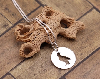 Sterling Silver Dove Pigeon Necklace, Round Bird Pendant, Minimal Peace Jewelry Gift for Her