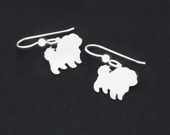Shih Tzu Earrings Sterling Silver Wire Hook Dog Breed Dangle earrings Dog Pet Jewelry for women Girls pet gift for owners 925 jewelry 925