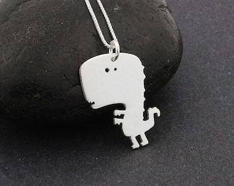 T rex necklace cute dinosaur sterling silver necklace cute tyrannosaurus rex pendant comes with Italian box chain