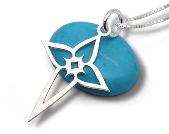 Sterling Silver Floral Cross Necklace for Women – Satin Matte Finish, Artistic Cutout Christian Pendant, Handmade Gift