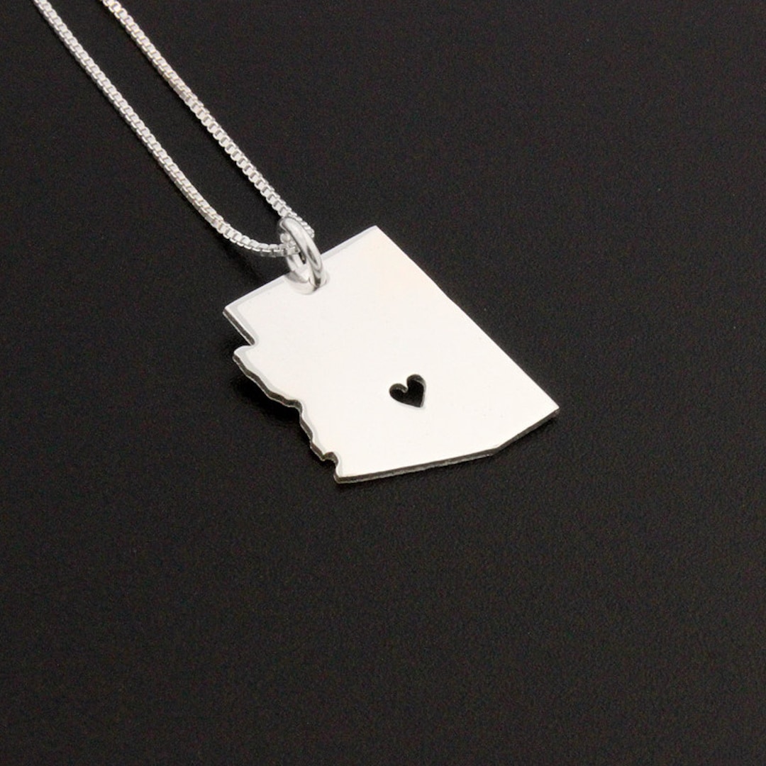 SILVER925　ILoveArizona♡ILoveNavajo♡ Engravable Sterling Silver Arizona Necklace – Hometown State Pride
