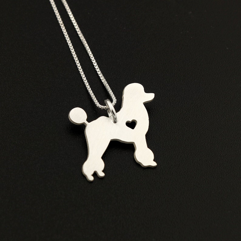 Poodle Necklace Sterling Silver Dog Breeds Pendant W/ Heart Etsy