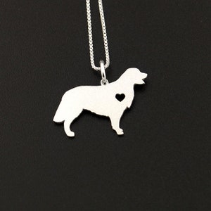Golden Retriever necklace sterling silver dog breeds pendant w/ Heart Love Pet Jewelry Italian chain Women Best Cute Gift Personalized image 3