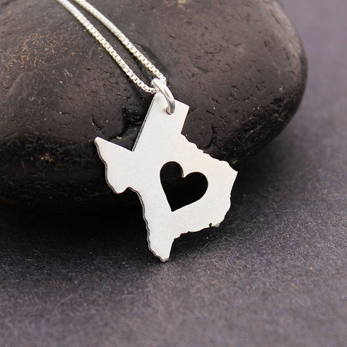 Small Texas Necklace Sterling Silver Love Texas State Necklace Etsy