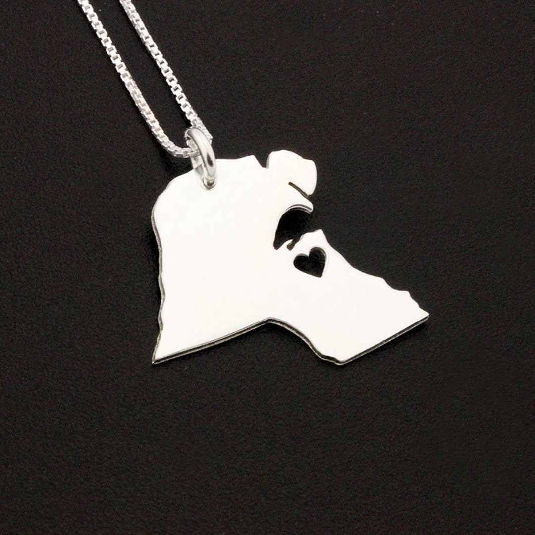 Kuwait Necklace Sterling Silver Kuwait Shape Necklace With Etsy