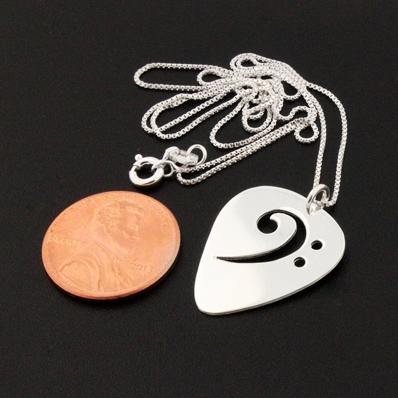 Guitar Pick Necklace Sterling Silver Bass Clef F Clef Necklace Etsy