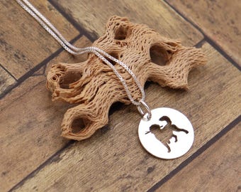 Sterling Silver Playful Dog Pendant Necklace, Minimalist Pet Jewelry