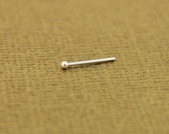 Sterling Silver nose ring ball design Itty Bitty nose stud ring silver nose stud ring - Pin end (N-07)