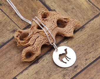 Sterling Silver Camel Necklace, Round Animal Pendant, Gift for Nature Lovers