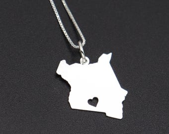 Engravable Sterling Silver Kenya Map Necklace • Personalized Keepsake